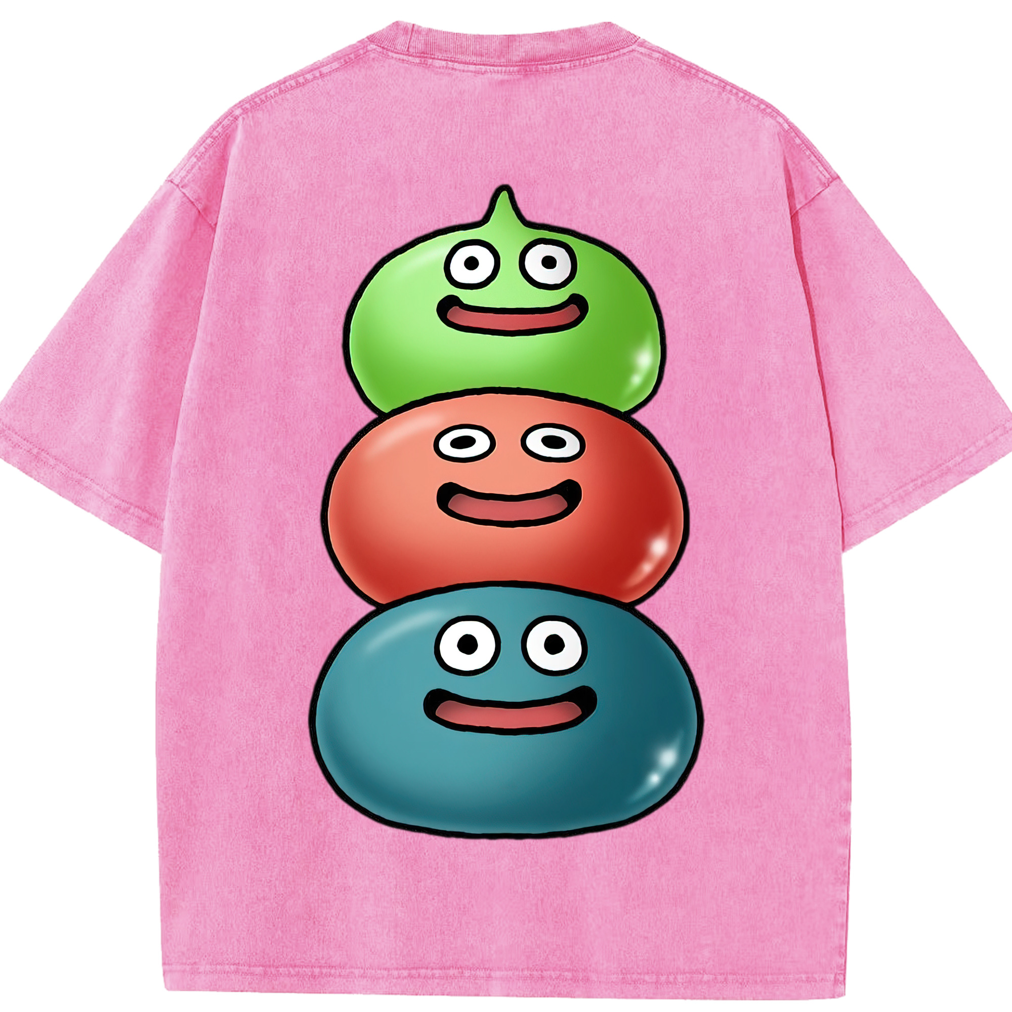 （画像用） ドラゴンクエスト Doragon Kuesuto Dragon Quest 綿100% ヴィンテージ風 半袖Tシャツ（背面プリント）